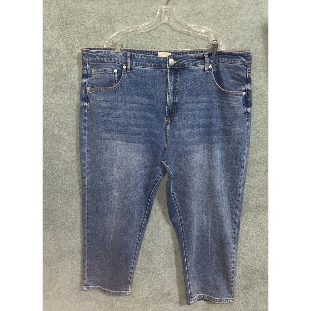 Eloquii Jeans Women's 22W Blue Crop Skinny Stretch Cropped Denim Plus Size